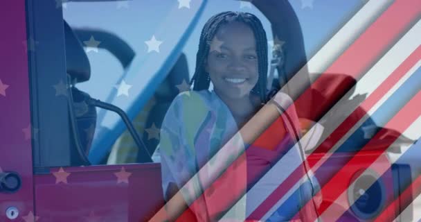 Animációs Zászló Usa Felett Afro Amerikai Hazafiság Ünneplés Koncepció Digitálisan — Stock videók