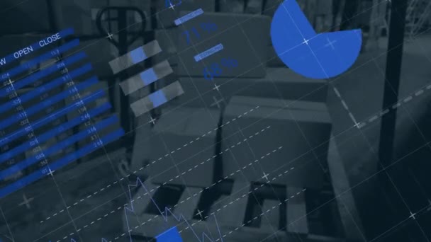 Animação Processamento Dados Financeiros Sobre Armazém Conceito Finanças Globais Negócios — Vídeo de Stock