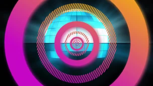 Анимация Розового Оранжевого Концентрических Данных Загрузки Кольца Обработки Над Зеркальным — стоковое видео