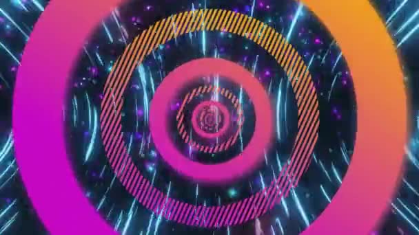Анимация Розового Оранжевого Концентрических Данных Погрузки Кольца Обработки Вращающиеся Огни — стоковое видео