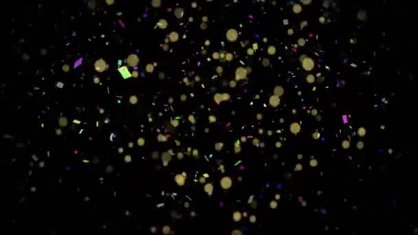 Анімація Конфетті Світлих Плям Чорному Тлі Форми Візерунок Концепція Світла — стокове відео