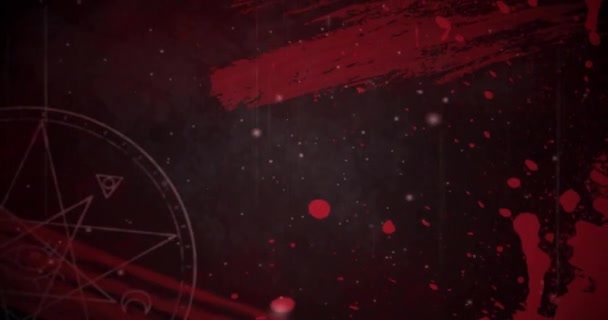 Animering Kompass Och Fläckar Ljus Som Rör Sig Över Röd — Stockvideo