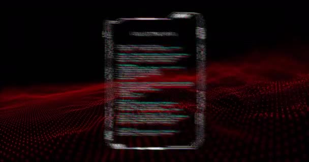 Animation Glitching Interface Collect Data Red Network Waves Fekete Alapon — Stock videók