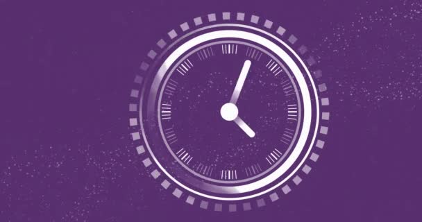 Animation Eines Kreisförmigen Scanners Mit Uhrzeigern Über Dna Auf Violettem — Stockvideo