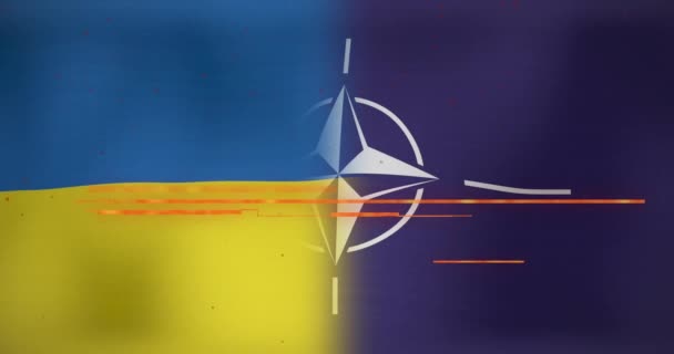 Animation Danger Text Ukraine Nato Flag Global Conflict War Defence — Stock Video