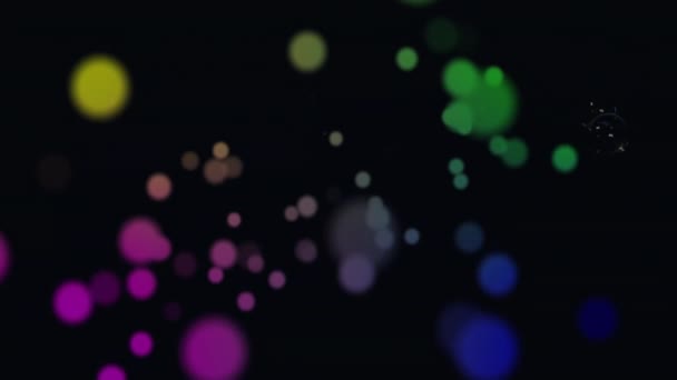 Animatie Van Kleurrijke Lichtvlekken Zwarte Achtergrond Vormen Patroon Lichtconcept Digitaal — Stockvideo
