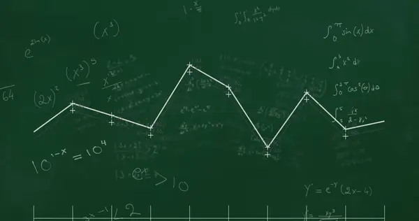 Imagen Gráfico Sobre Ecuaciones Matemáticas Sobre Fondo Negro Conexiones Globales —  Fotos de Stock