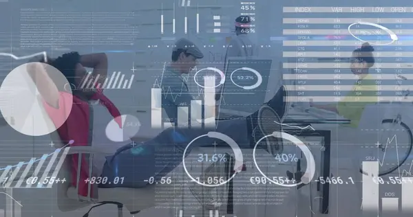 Bild Databehandling Över Olika Affärsmän Som Använder Teknik Globalt Affärs — Stockfoto