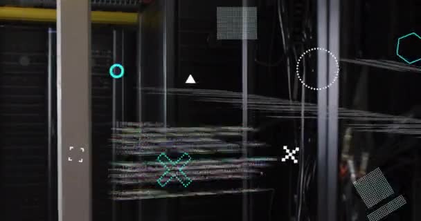 Animatie Van Roterende Vormen Gegevensverwerking Computerservers Verbinding Gegevens Verwerking Digitale — Stockvideo