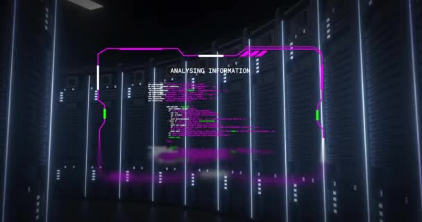 Animation Computer Servers Analysing Information Text Processing Data File Black — Stock Video