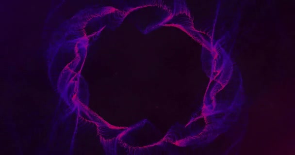 Animacja Kręgu Świecących Ścieżek Świetlnych Poruszających Się Płynnej Pętli Ciemnym — Wideo stockowe