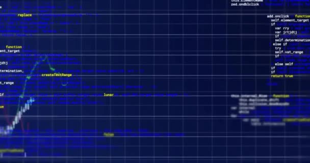 Animace Grafu Zpracování Dat Mřížce Modrém Pozadí Připojení Data Zpracování — Stock video