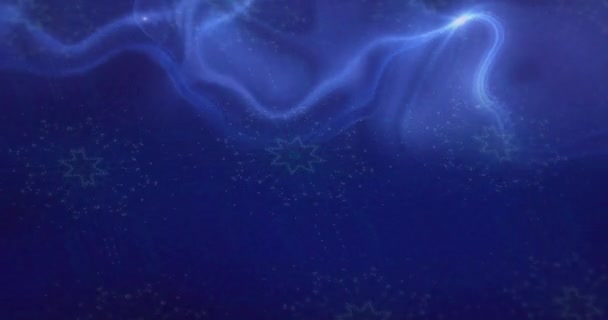 Анімація Сяючих Світлових Стежок Рухаються Синьому Фоні Світло Візерунок Колір — стокове відео