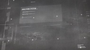 Gri arka planda finansal veri işleme animasyonu. Küresel finans, iş, bağlantılar, hesaplama ve veri işleme kavramı dijital olarak oluşturulmuş video.