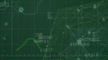 Şebeke üzerinde bağlantı ve veri işleme ağının animasyonu. Küresel iş, bağlantılar, hesaplama ve veri işleme kavramı dijital olarak oluşturulmuş video.