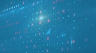 Mavi arkaplanda dijital veri işleme animasyonu. Dijital olarak oluşturulmuş küresel bağlantılar, hesaplama ve veri işleme kavramı.