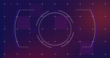 Kapsam ve ızgara üzerinden dijital veri işleme animasyonu. Dijital olarak oluşturulmuş küresel bağlantılar, hesaplama ve veri işleme kavramı.