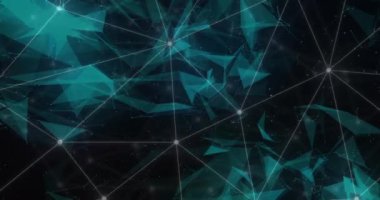Siyah zemin üzerinde beyaz ağ bağlantılarının 3D mavi ağ yapılarının animasyonu. Bağlantı, ağ, veri ve iletişim, dijital olarak oluşturulmuş video.