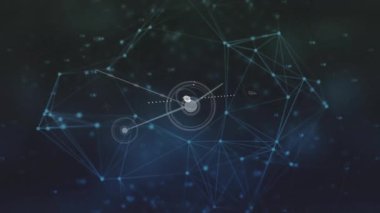 Simgelerle bağlantı ağının animasyonu. Dijital olarak oluşturulmuş küresel bağlantılar, hesaplama ve veri işleme kavramı.