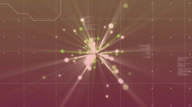 Kahverengi arkaplandaki veri işleme üzerinde parlayan ışık demetlerinin ve ışık noktalarının animasyonu. Bağlantı, ağ, işleme, veri ve iletişim, dijital olarak oluşturulmuş video.