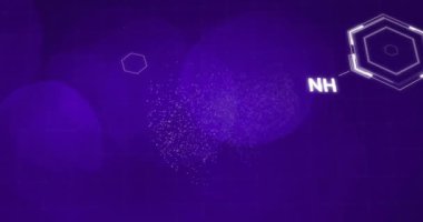 DNA ipliği üzerinde bilimsel veri işleme animasyonu. Küresel bilim, bağlantılar, hesaplama ve veri işleme kavramı dijital olarak oluşturulmuş video.