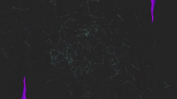 Κινούμενα Σχέδια Μοβ Σχημάτων Μέσω Δικτύου Συνδέσεων Μαύρο Φόντο Σχήμα — Αρχείο Βίντεο
