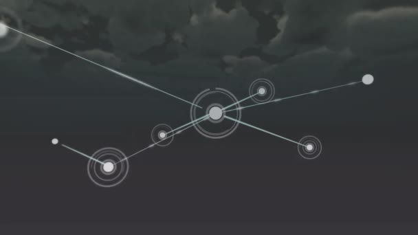 Animation Von Verbindungsnetzen Über Wolken Globale Verbindungen Computer Und Datenverarbeitungskonzept — Stockvideo