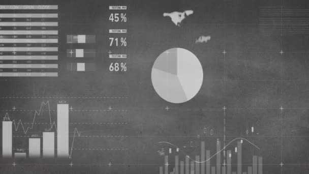 Animering Finansiell Databehandling Över Grå Bakgrund Globala Finans Affärs Anslutnings — Stockvideo