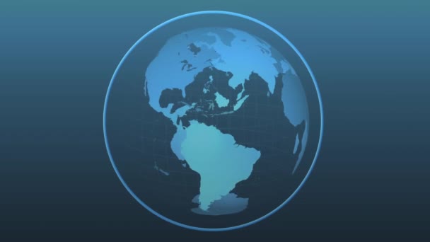 地球在蓝色背景上旋转的动画 数字视频的形状 运动和背景概念 — 图库视频影像