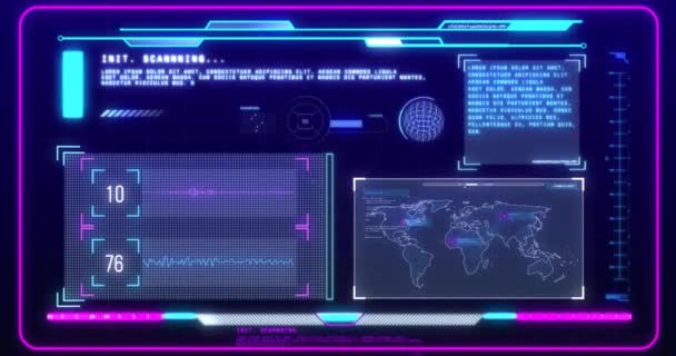 Animasi Pemrosesan Data Digital Melalui Layar Komputer Koneksi Global Komputasi — Stok Video