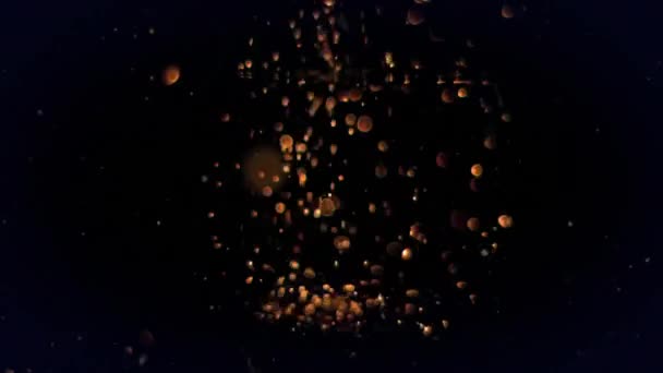 Анімація Світлих Частинок Помаранчевих Сфер Чорному Тлі Єднання Дані Обробка — стокове відео