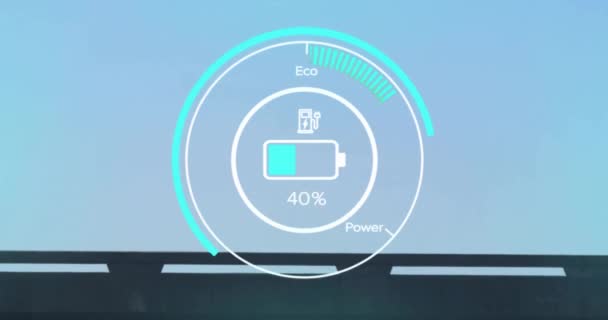 混合电动汽车接口上充电表的动画化 数字接口和连接 数字视频 — 图库视频影像