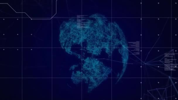 Animazione Della Rete Connessioni Elaborazione Dati Tutto Mondo Concetto Globale — Video Stock