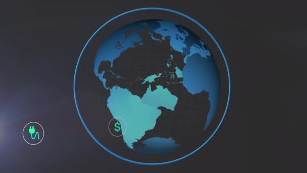 Animacja Sieci Połączeń Eko Ikon Całym Świecie Globalne Środowisko Połączenia — Wideo stockowe