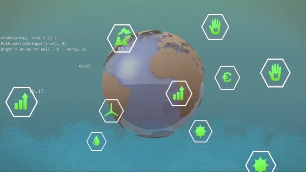 Анімація Мережі Єднань Еко Іконок Всьому Світу Глобальне Середовище Єднання — стокове відео