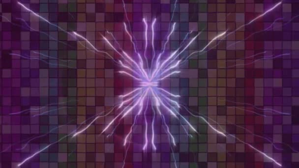Animação Trilhas Luz Sobre Quadrados Coloridos Formas Cores Movimento Conceito — Vídeo de Stock
