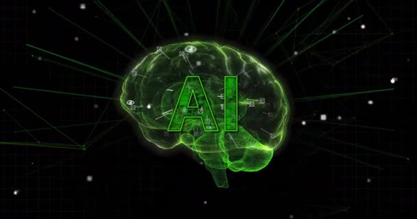 Dijital Beyin Dönüşleri Bağlantı Ağı Üzerinden Metnin Animasyonu Teknoloji Dijital — Stok video
