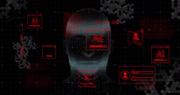 Анімація Обробки Даних Над Цифровою Людиною Піктограмами Ефіру Концепція Бізнесу — стокове відео