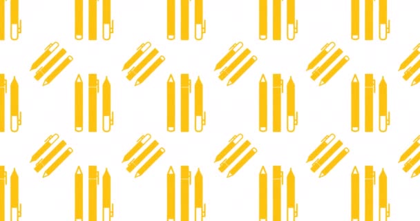 白い背景に黄色いペンのアニメーション デジタルインターフェースのコンセプトデジタル生成ビデオ — ストック動画