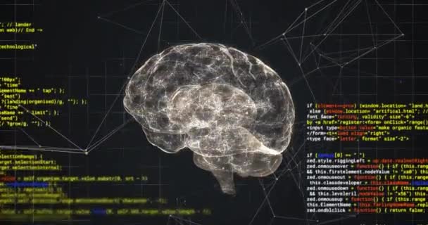 Κινούμενα Σχέδια Επεξεργασίας Δεδομένων Μέσω Ψηφιακής Περιστροφής Εγκεφάλου Έννοια Επιχείρησης — Αρχείο Βίντεο