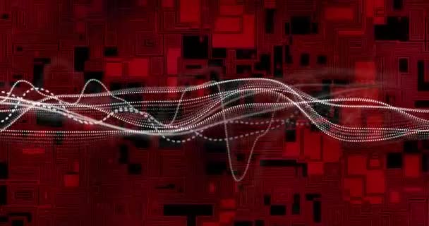 Animação Linhas Brancas Movendo Sobre Formas Vermelhas Conceito Negócios Tecnologia — Vídeo de Stock