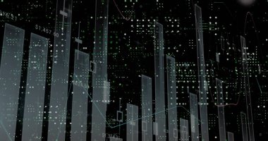 Sunucu odasında veri işleme resmi. Dijital arayüz ve teknoloji kavramının dijital olarak işlenmesi.