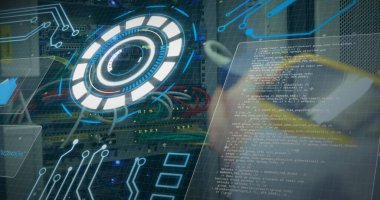 Küre ve bağlantı ağlı metin görüntüsü. Dijital arayüz teknolojisi ve ağ konsepti dijital olarak oluşturuldu.