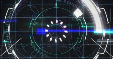 Renkli soyut resmin dijital görüntüsü siyah arkaplana karşı ışık izlerini şekillendirir. Dijital görüntü oluşturulmuş küresel iletişim dijital arayüzü ve veri teknolojisi kavramı.