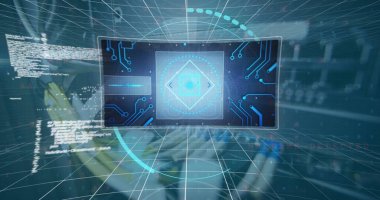 Bilgisayar kabloları üzerinden veri işleme görüntüsü. ağ, iletişim, veri işleme ve teknoloji konsepti dijital olarak oluşturulmuş görüntü.