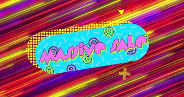 Renkli ışık izlerine karşı pürüzsüz desenli devasa bir metin afişi resmi. resim oyunu ve eğlence teknolojisi kavramı