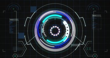 Kapsam taraması ve şebeke üzerinde veri işleme resmi. küresel hesaplama ve veri işleme kavramı dijital olarak oluşturulmuş resim.