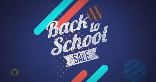 Image Back School Sale Text Banner Abstract Colorful Shapes Blue — Stock Photo, Image