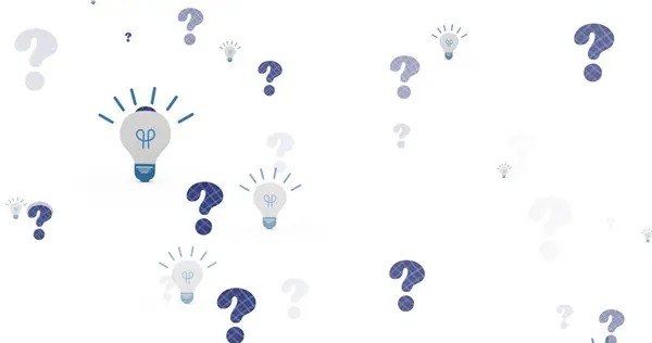 Image Lightbulb Icons Question Marks White Background Global Education Digital — Stock Photo, Image