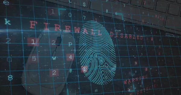 Biometric Fingerprint Scanner Security Padlocks Close Mouse Computer Server Cyber — Stock Photo, Image